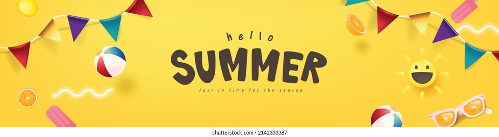 Abstract colorful Summer banner background with beach vibes decorate Stock-vektor