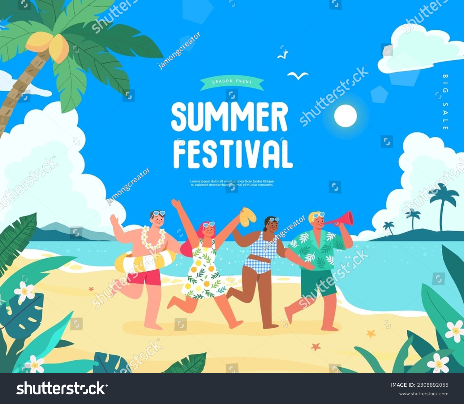 summer holidays vacation Web Banner illustration Stock-vektor