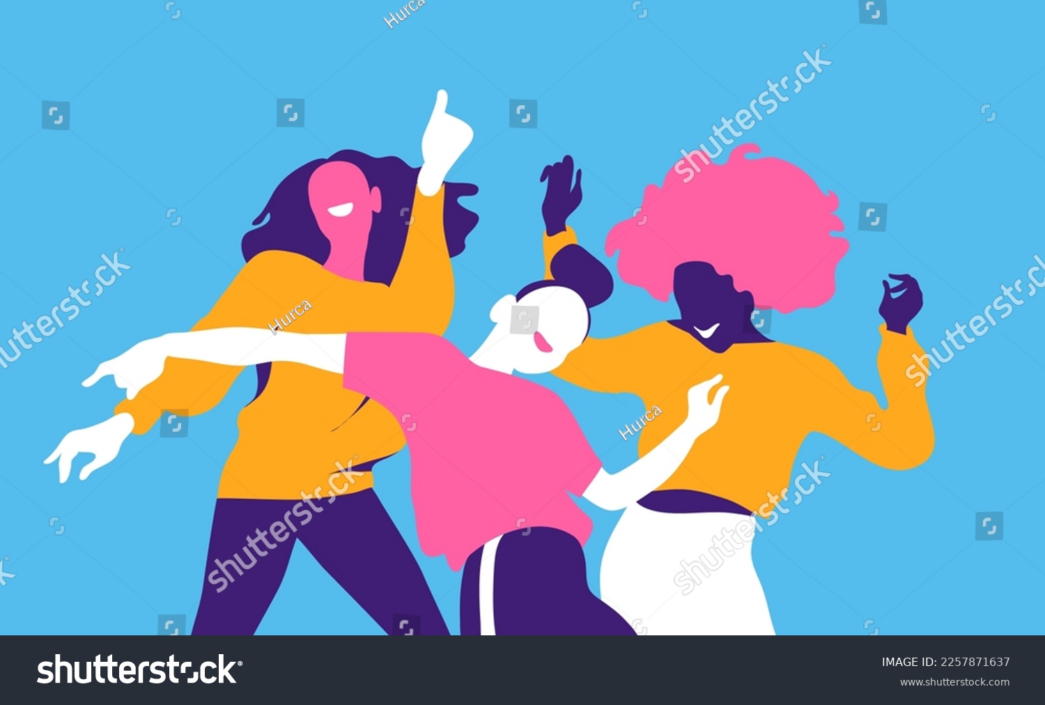 Vector illustration of a happy dancing girls Stock-vektor